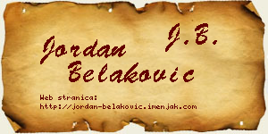 Jordan Belaković vizit kartica